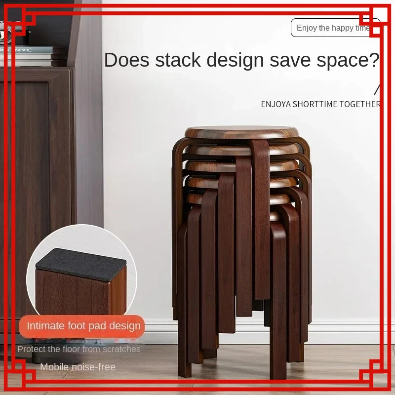 

Круглый складной табурет из цельного дерева, высокие табуреты, современный обеденный стул, туалетный стул для спальни, мобильное сиденье, аксессуары для скандинавской мебели