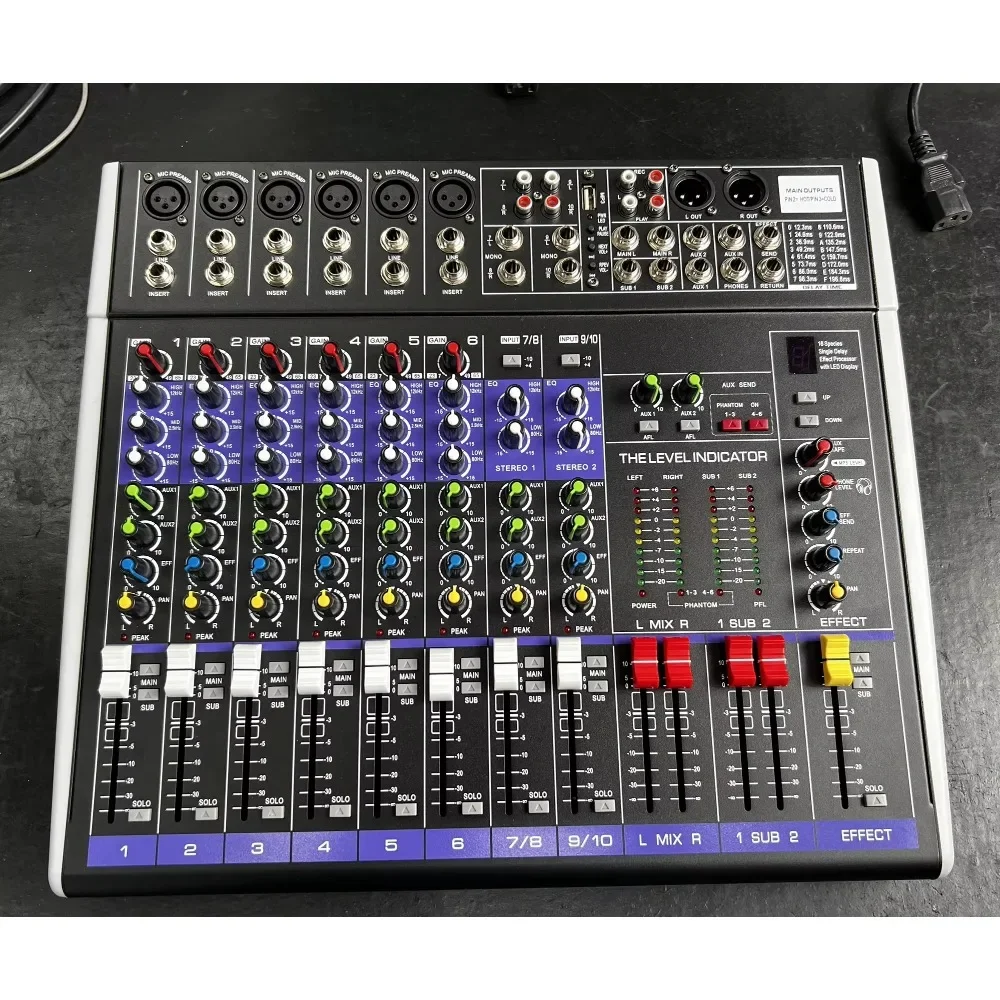 BX102 Professional Mixing Console 10-Channel Audio Mixer Mp3 16 Delay Effect Processor Sound Music Equalizer for Audio Systems