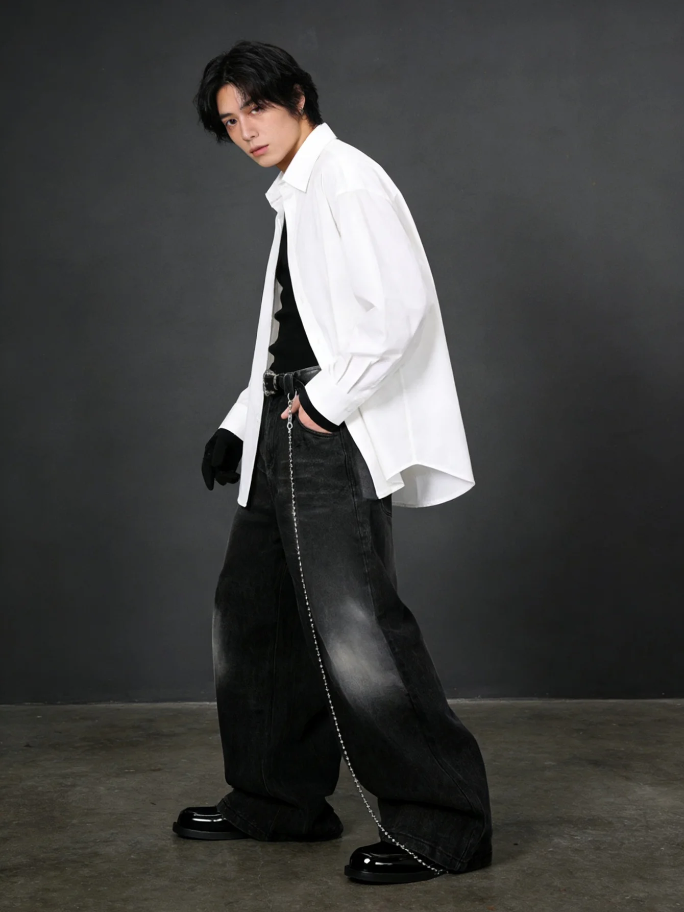 Urban Black Men's Baggy Jeans Pant For Man Original Y2K Drip Trend Casual Trousers No accessories or belts included