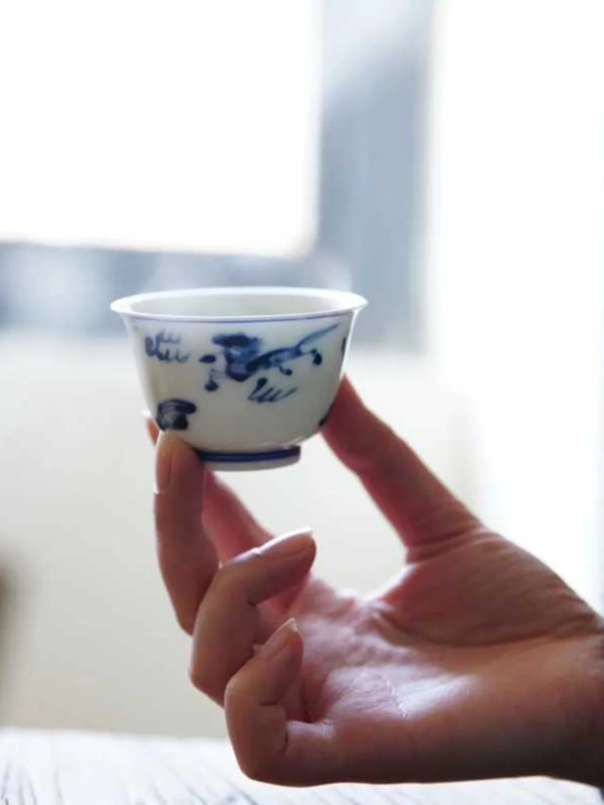 Handmade Thin-walled Blue-and-White Flng  Tea Cup Jingdezhen Porcelain Tea Set Guest Cup Traditional Chinese Sle