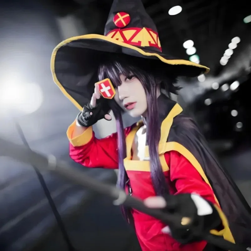 Anime KonoSuba bendición de Dios en este maravilloso mundo Megumin disfraz Cosplay accesorios capa falda conjunto completo uniforme de fiesta
