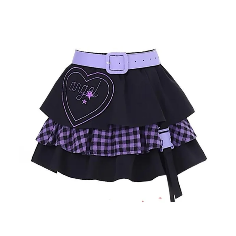 

Chic Women Mini Skirts Print Splicing Pleated Patchwork Preppy Sweet Plaid Printed Short Skirt 2024 Summer Female Y2k Clothes