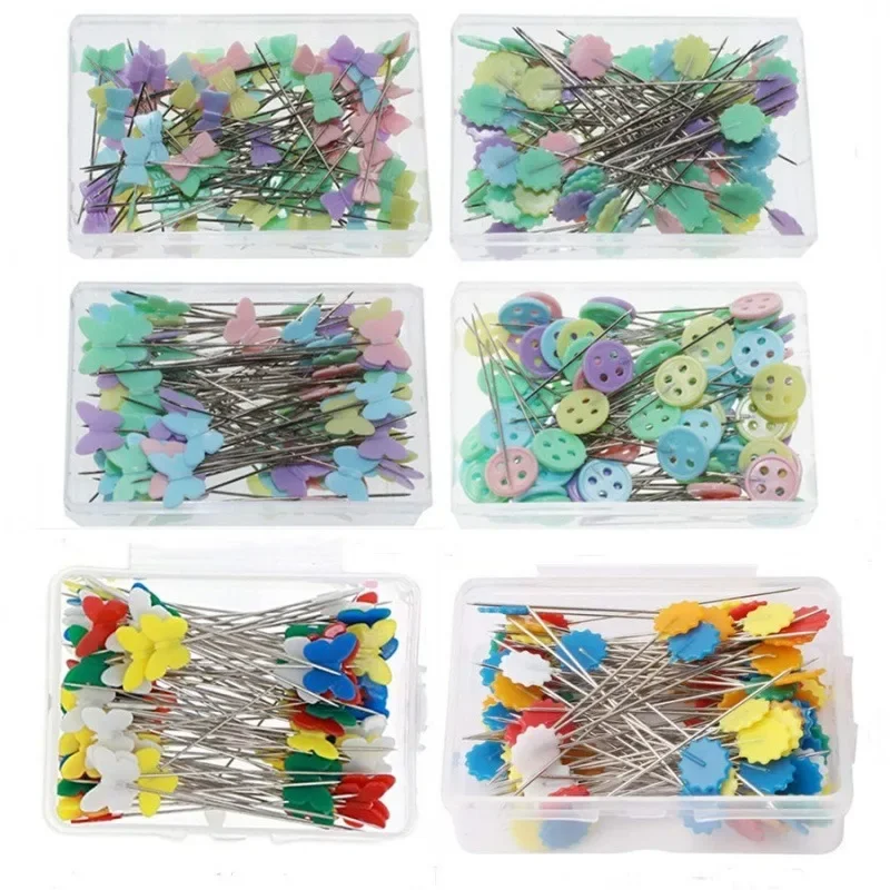 50/100/200Pcs Flat Head Straight Pins Decorative Flower Head Sewing Needle Patchwork Quilting Pins for Dressmaking DIY Crafts