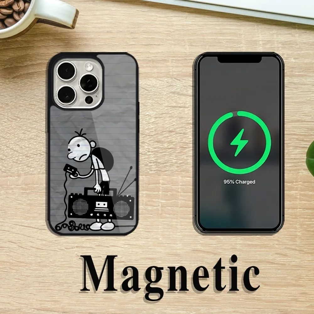 MINISO D-Diary Of A Wimpy Kid Phone Case For iPhone 11 12 13 14 15 Pro Max Plus Magsafe Magnetic Wireless Charging