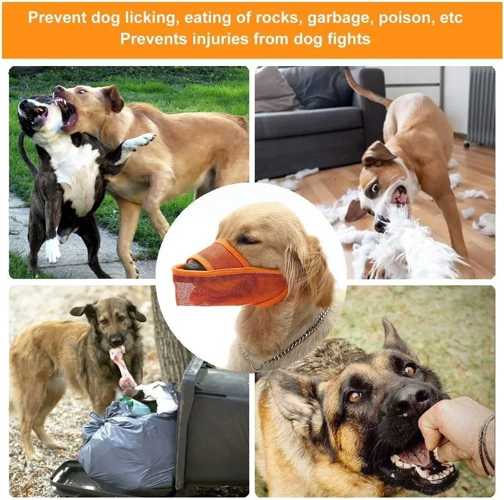 Museruole per cani da compagnia copertura per bocca di cane traspirante regolabile maschera per bocca per cani in rete Anti morso di corteccia per