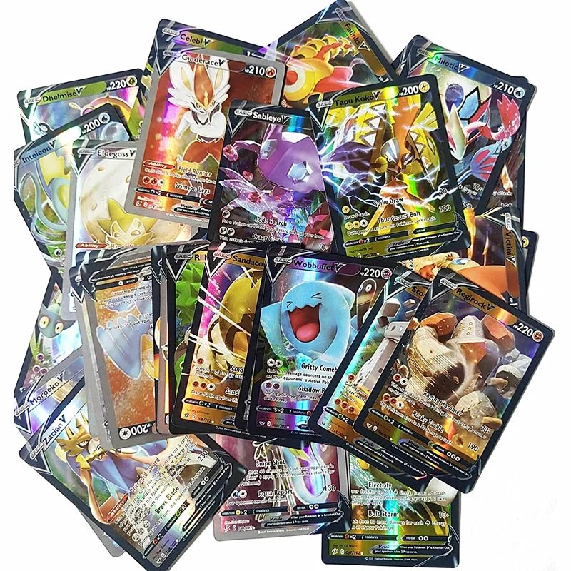 100Pcs/set English Pokemon Cards Tag Team Vmax GX EX Mega Pikachu Shining Carte Pokemon Game Battle Carte Trading Cards