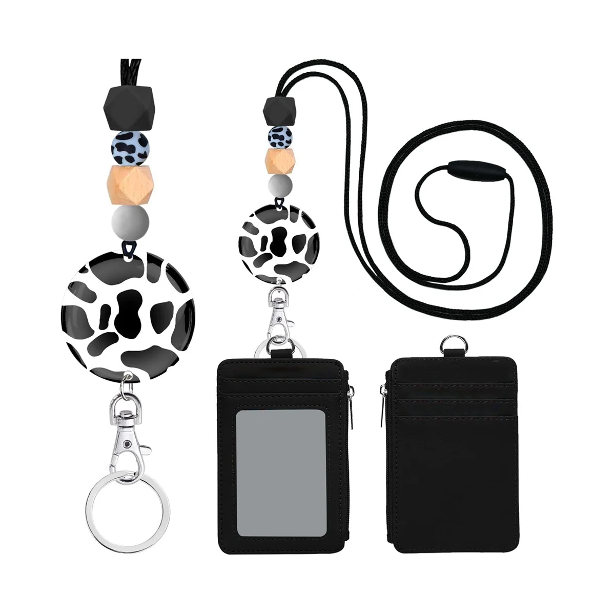 Cow Print Lanyards for Id Badges and Keys, Cute ID Badge Holder with Lanyard, for Women Teacher Nurse