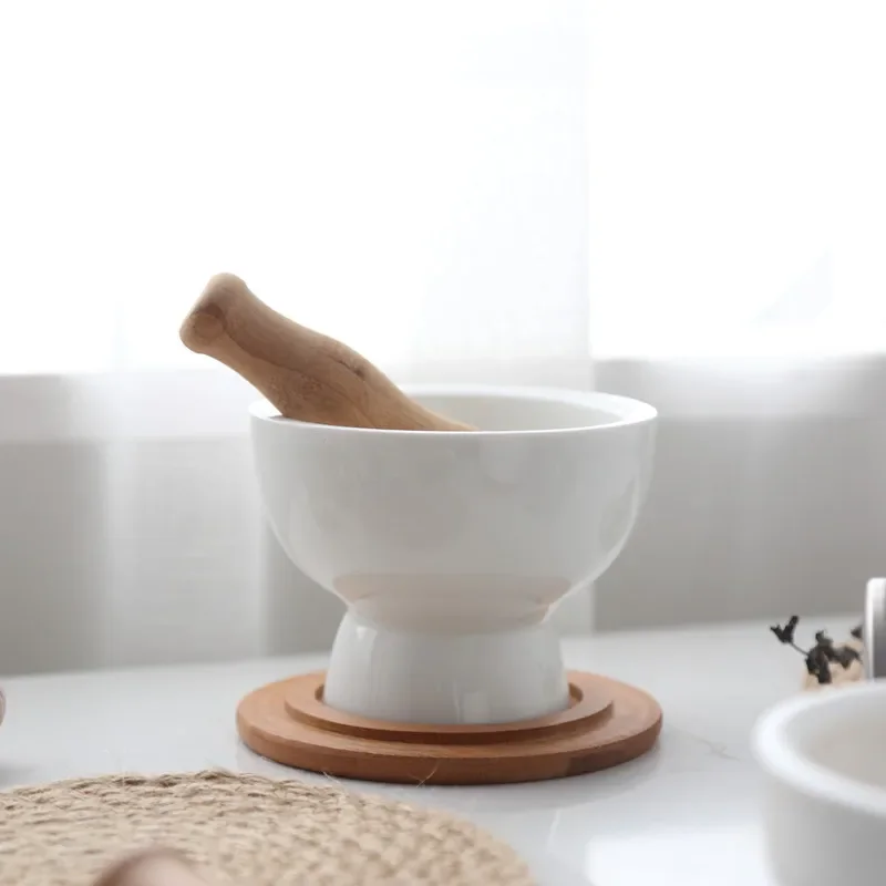 Ceramic Masher Mortar Pestle Pepper Masher Spice Grinder Crusher Pounding Jar Manual Grinding Vessel Food Grinder Grinding Tools