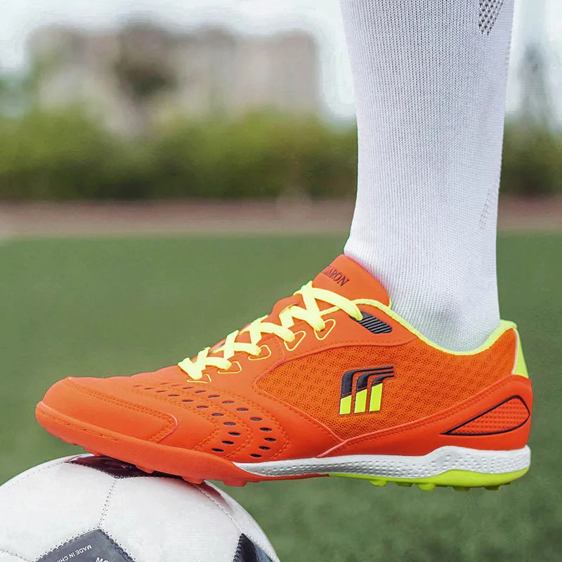 Flat Football Shoes Men Indoor Turf Football Kids Training Lace Up Size 36-45 Soccer Sneakers Training Football Sneakers