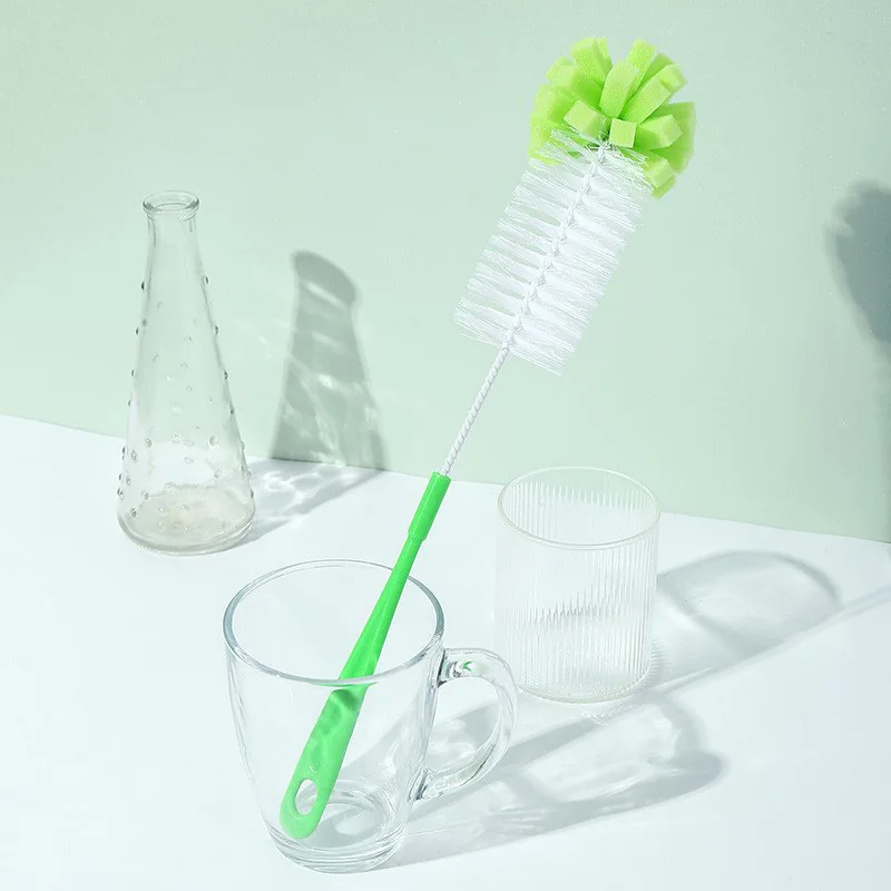فرشاة تنظيف بمقبض طويل، فرشاة تنظيف الزجاجات، فرشاة زجاجات الأطفال، إسفنجة دوارة للغسيل لأدوات تنظيف الزجاجات ذات الرقبة الضيقة #3