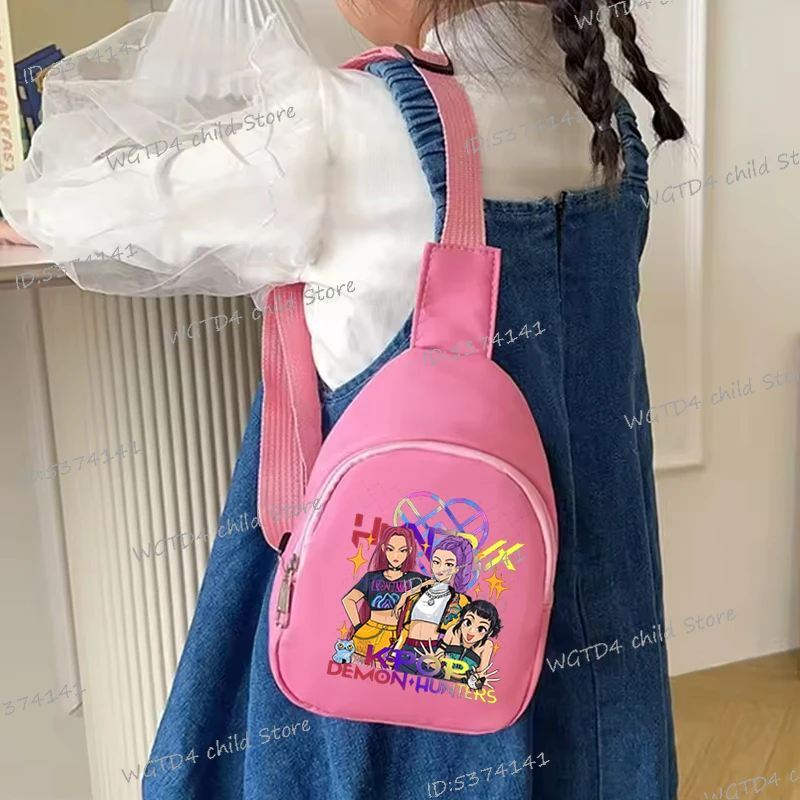 

New KPop Demon Hunters Children's Chest Bag 2025 Hot Movie Printed Lightweight Shoulder Crossbody Bag Female Kids Casual Bags