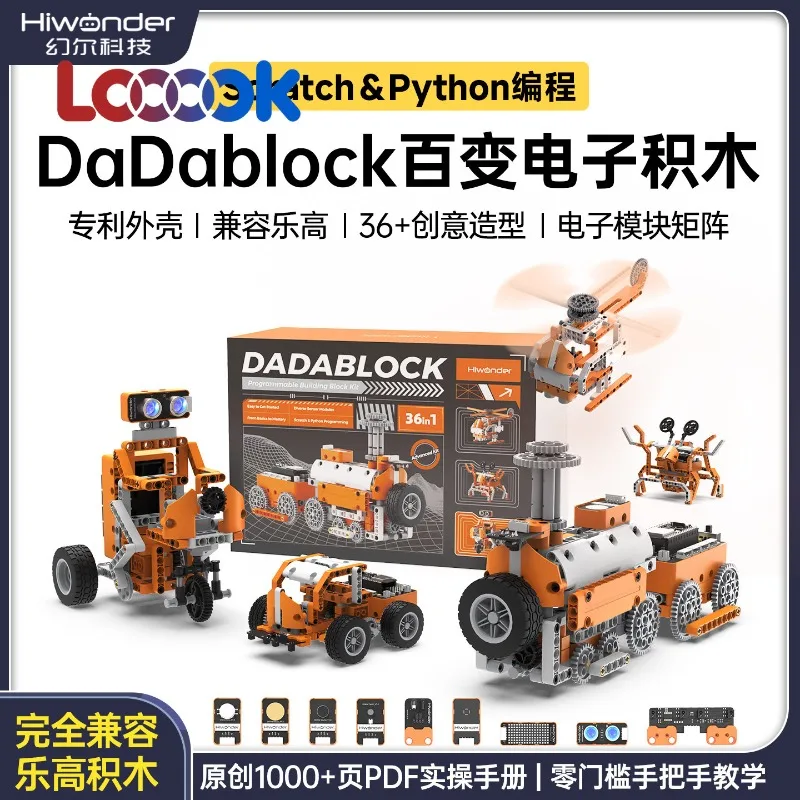 DIY Programmable Electronic Building Block Robot Kit Scratch Python Coding Educational Toy Gift for Boys Programming Training