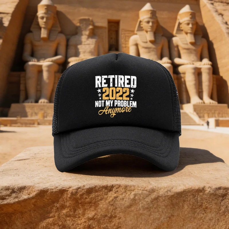 Unisex Retirement 2022 No Longer My Problem Mesh Baseball Cap, Dad Hat, Running Walking Camping Hat - Multi-Color Available - Id