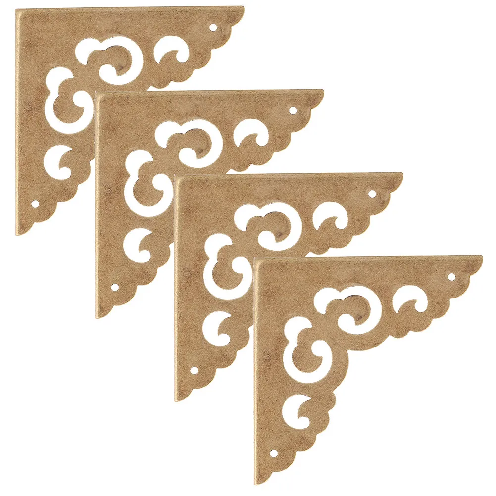 4Pcs Copper Corner Protectors Retro Box Corners Wooden Jewelry Case Guards Metal Protective Brackets Vintage Style