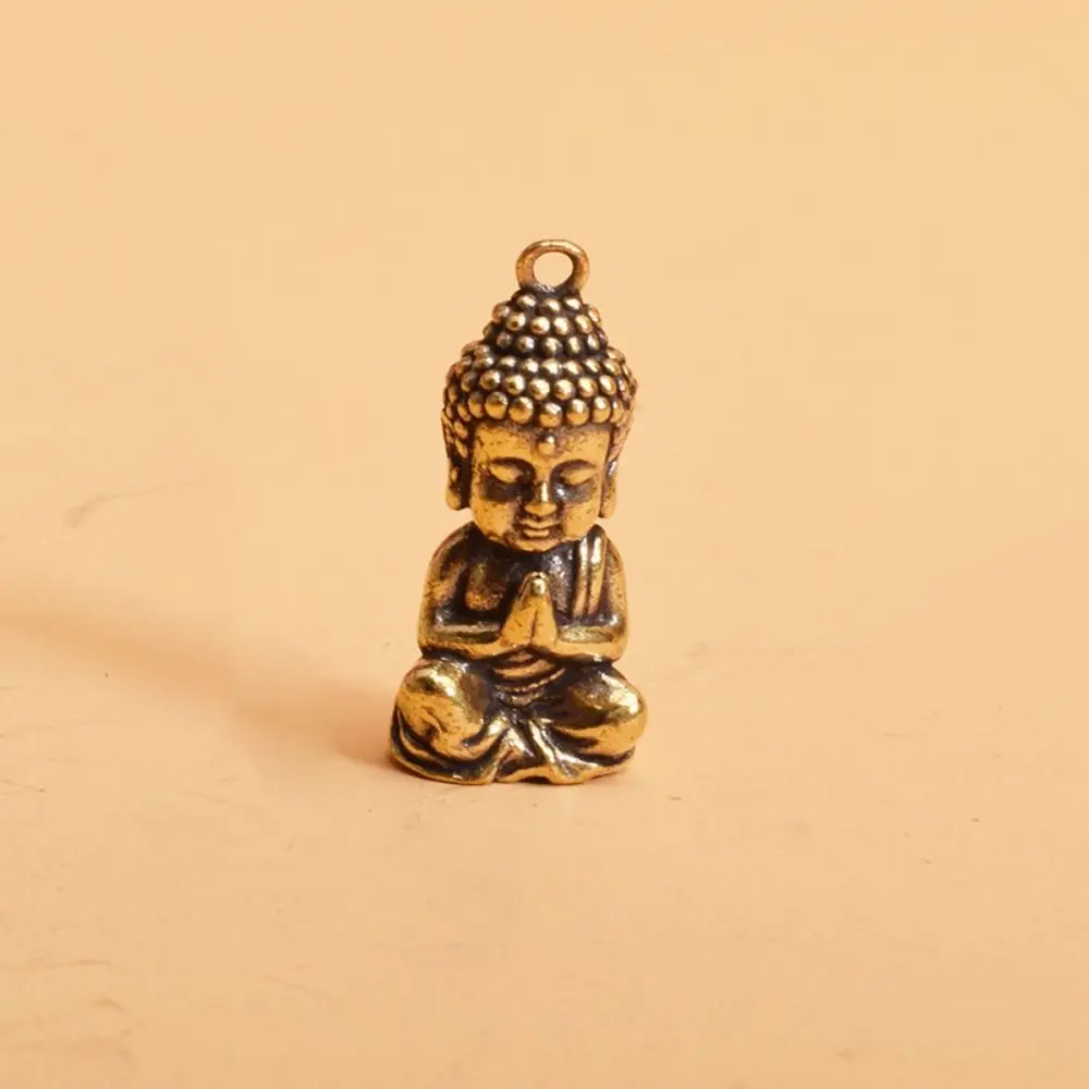 Chinese Style Brass Buddha Ornaments Mini Sakyamuni Buddha Pendant Car Accessories