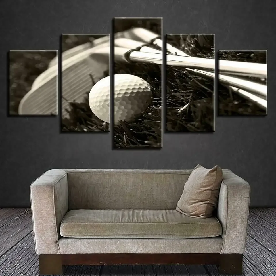 Unframe 5 Pcs Black and White Golf Luxury Sport Canvas Pictures Print Wall Art Canvas Paintings Wall Decorations for Living Room