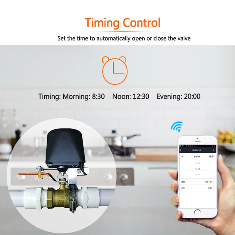Zigbee Tuya Smart Valve Controller Water Leak Sensor For Water Gas Auto Shut ON Off Timer Sprinkler Alexa Google Remote Control
