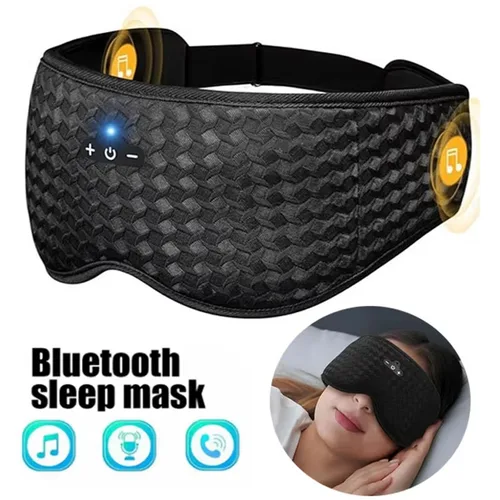 Máscara de ojos 3D con Bluetooth, auriculares para dormir, venda para los ojos de algodón suave, máscara para dormir inalámbrica, altavoz, micrófono, cómodos auriculares de música