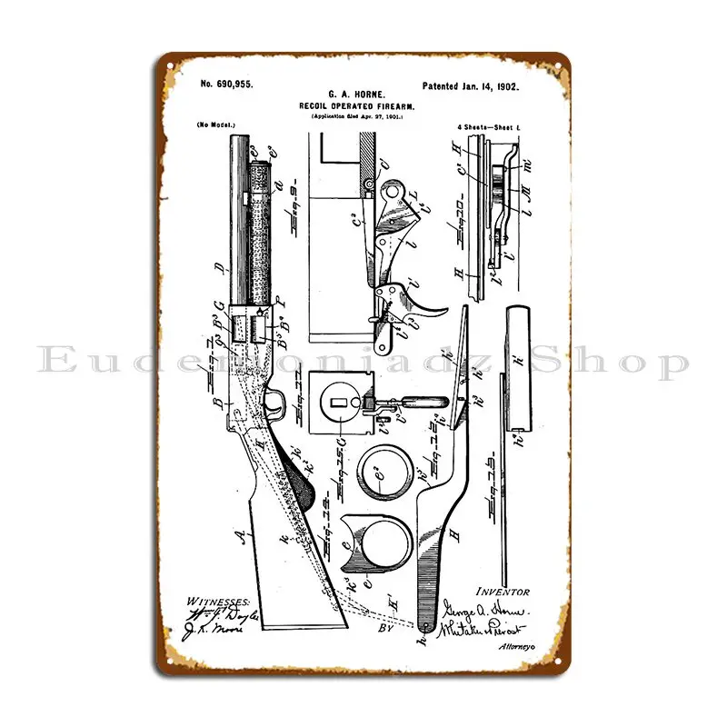 Semi Automatic Rifle Remington Model 8 Patent Metal Plaque Cave Garage Designs Wall Printing Tin Sign Poster