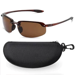 MAXJULI Polarized Sports Sunglasses for Men Women TR90 Rimless Frame Protection for Running Fishing Driving UV400 8001