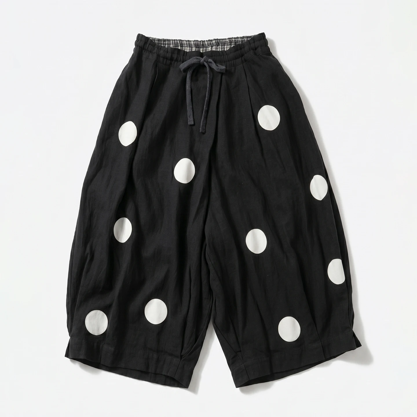 

Black polka dot harem pants for women imakokoni original summer art casual drawstring elastic waist loose cropped pants 265494