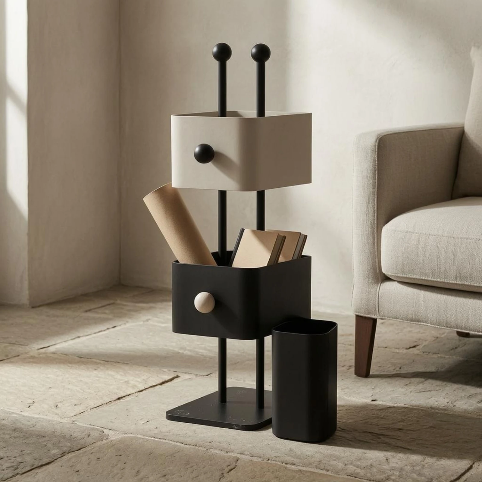 Etagere-de-rangement-bicolore-autoportante-pour-livres-presentoir-de-sol-peu-encombrant-en-fer