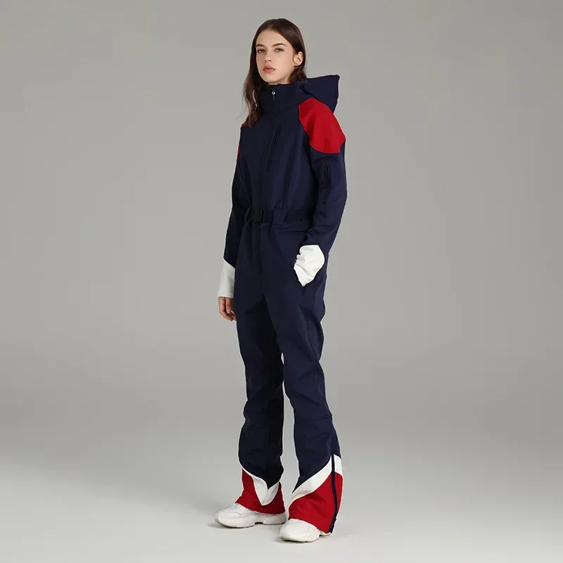 

New winter one-piece ski suit women's outdoor sports ski suit jumpsuit warm slim fit ski suit windproof waterproof breathable