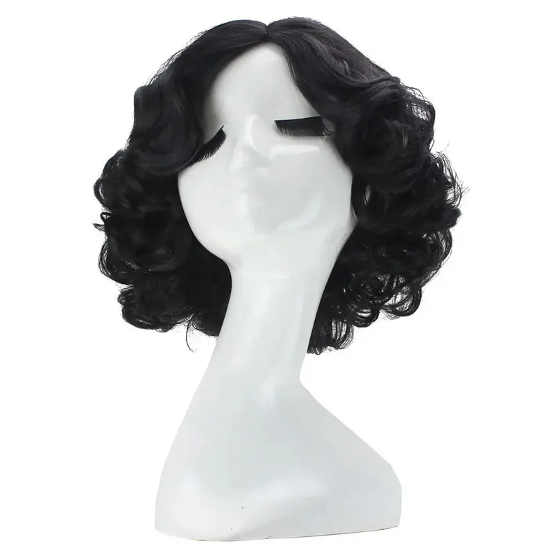 

Short Black Curly Wigs with Middle Part for Women Synthetic Wig Princess Cosplay Wig for Halloween Party Christmas Costume Wig