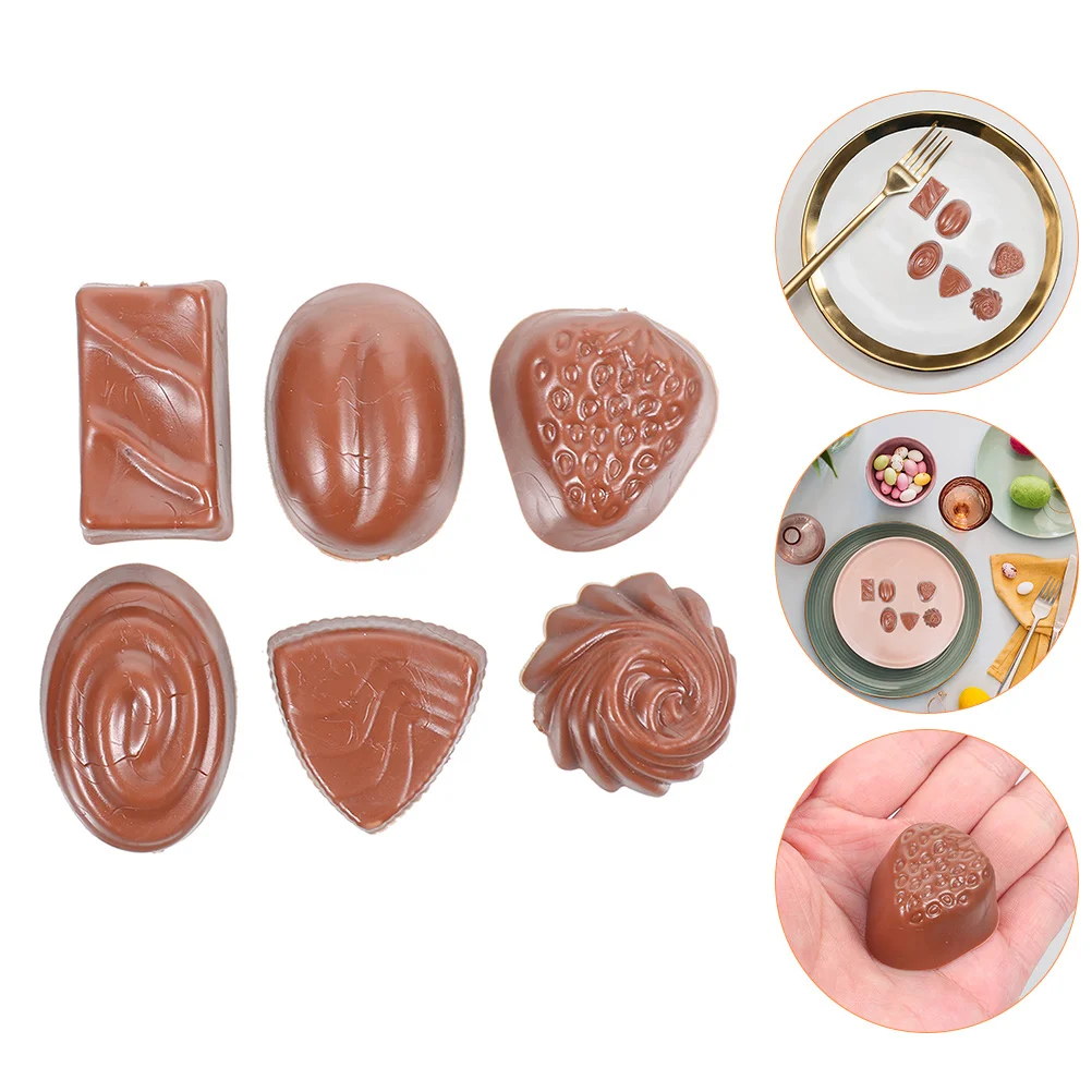 6 Pcs Simulation Chocolate Interesting Children Toy Fake Cake Desktop Simulated Tabletop Decor Pvc Food