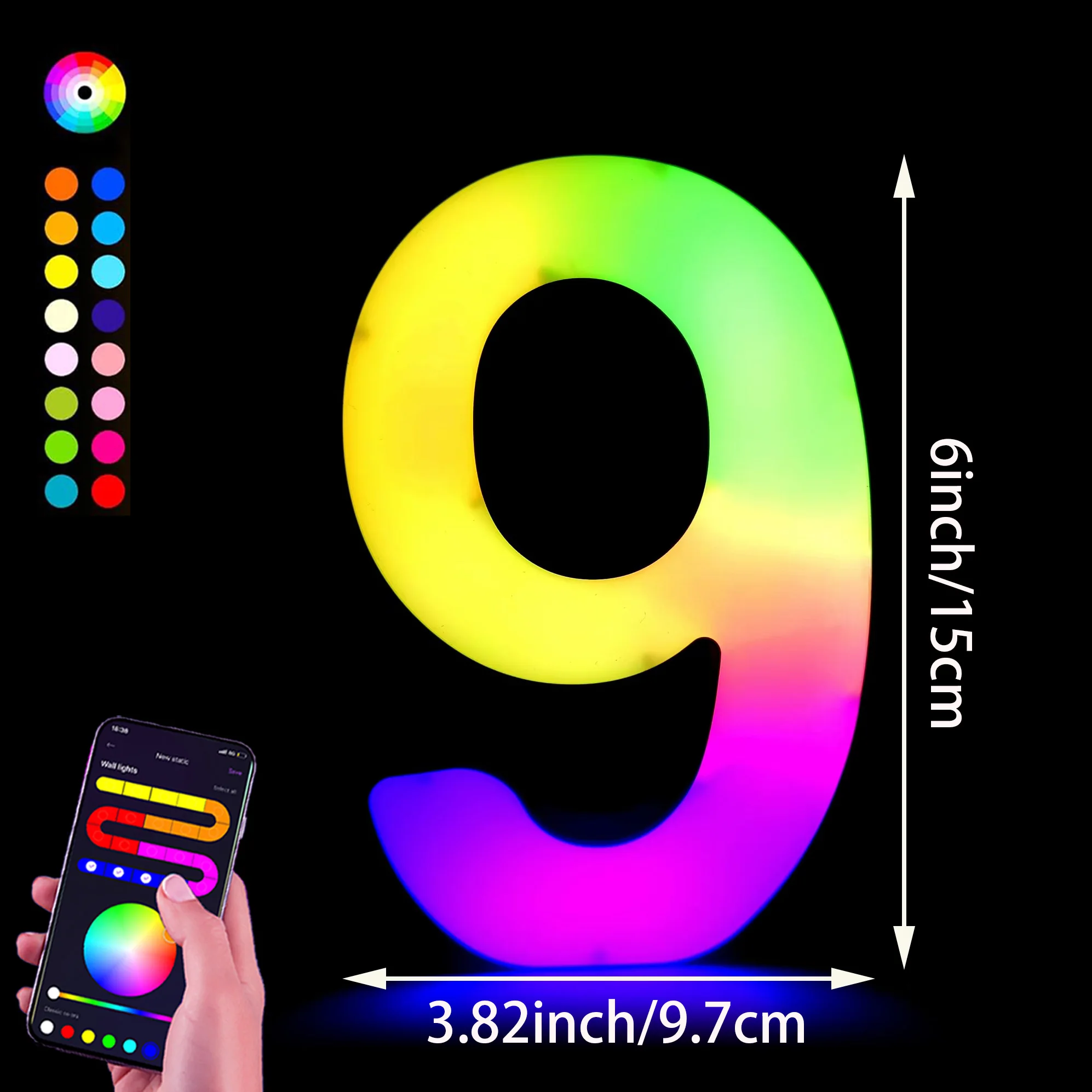 1PC Smart LED Letter Light - DIY RGB Marquee App Controle Muziek Sync Indoor Sign Game Holiday Party Bruiloft Afstuderen Seizoen A-Z