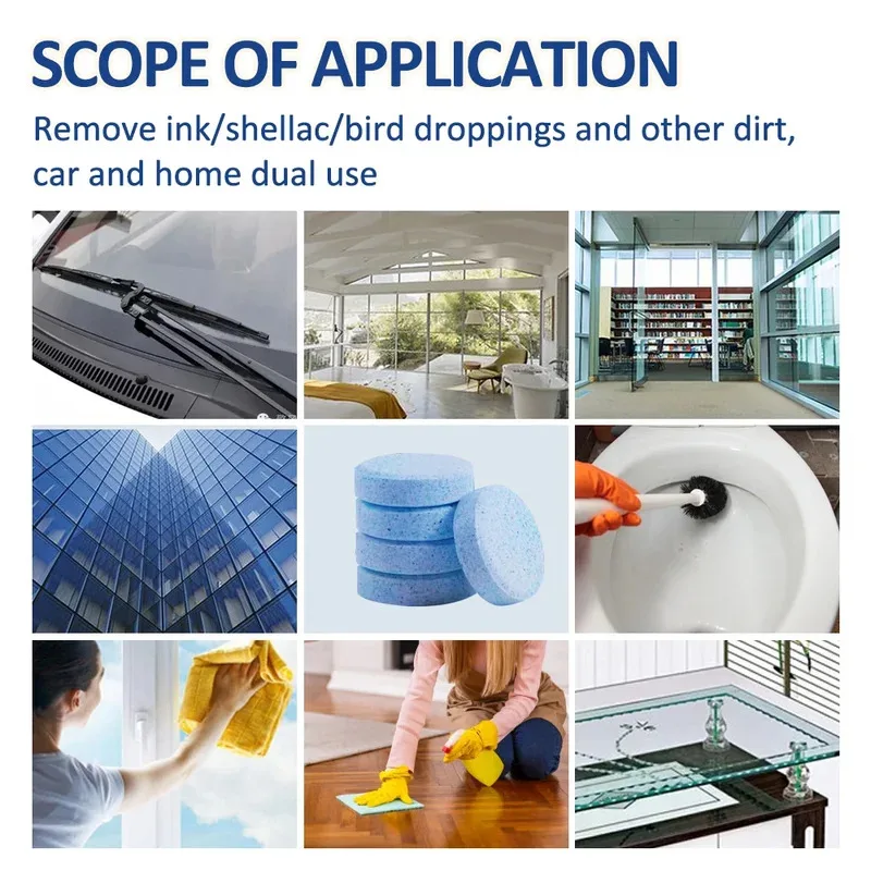 10/20/30/40/50/100pcs Car Windshield Glass Solid Cleaner Windscreen Wiper Effervescent Tablets Toilet Cleaning Car Accessories view 6
