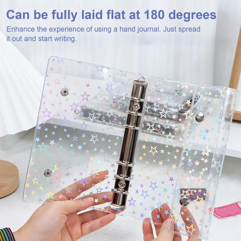 Libro di adesivi con motivo a stella Organizzatore di adesivi dal design carino Copertina per notebook in PVC che cambia colore con design riflettente per diario