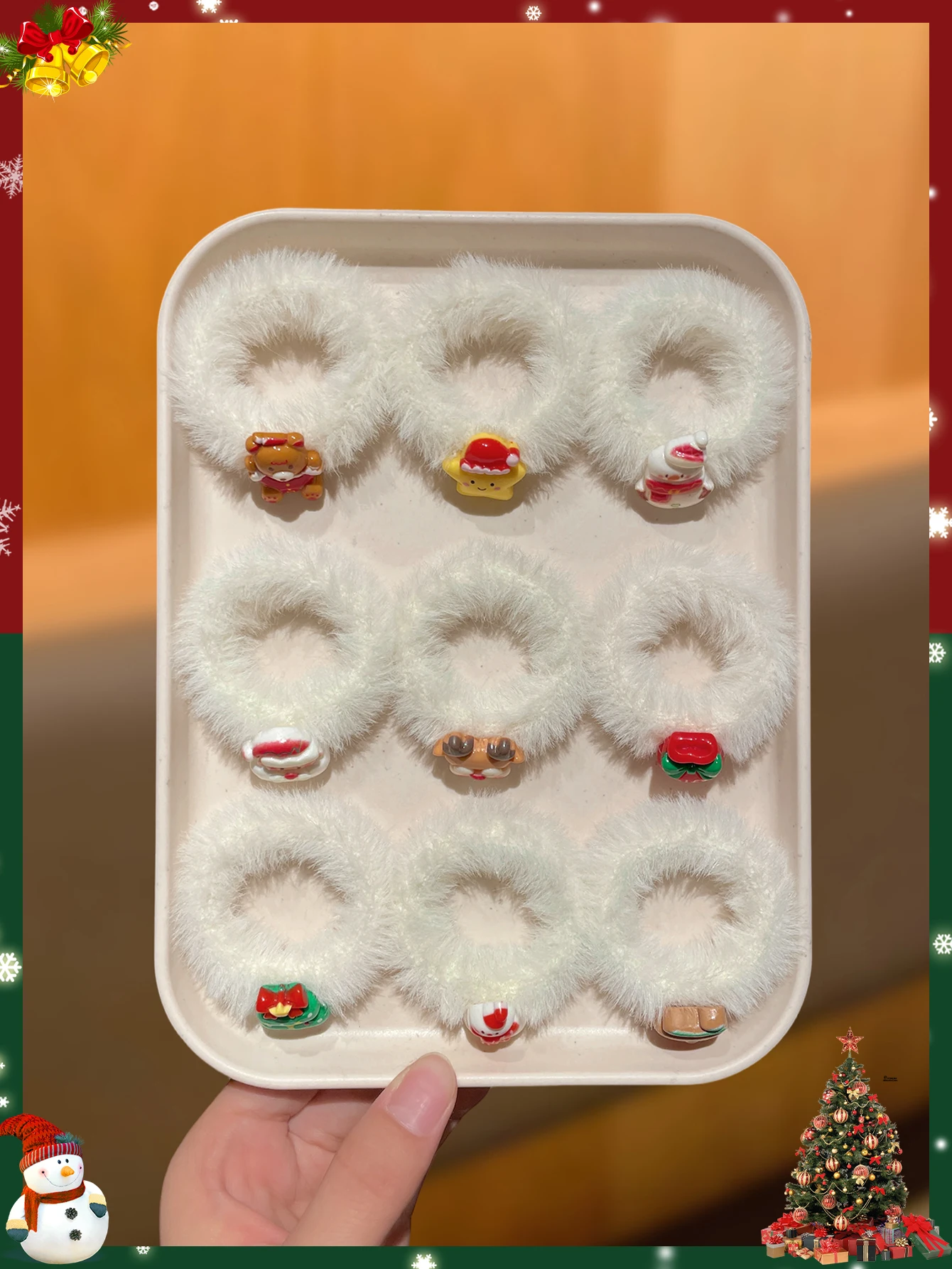 من المألوف أنيقة عشوائية 15 قطعة من إكسسوارات شعر عيد الميلاد للسيدات، أربطة شعر لطيفة للعب الأدوار، هدايا للنساء