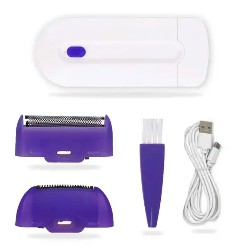 

2-in-1 electric women's trimmer USB charging sensor light Women's hair remover painless shaving body and face tool