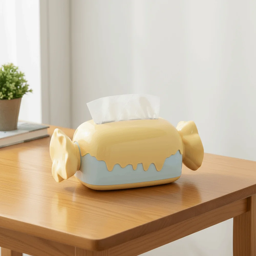 Cartoon Snoep Tissue Box Plastic Servethouder met grote capaciteit Prachtige decoratieve papieren handdoekdispenser Opslagfunctie