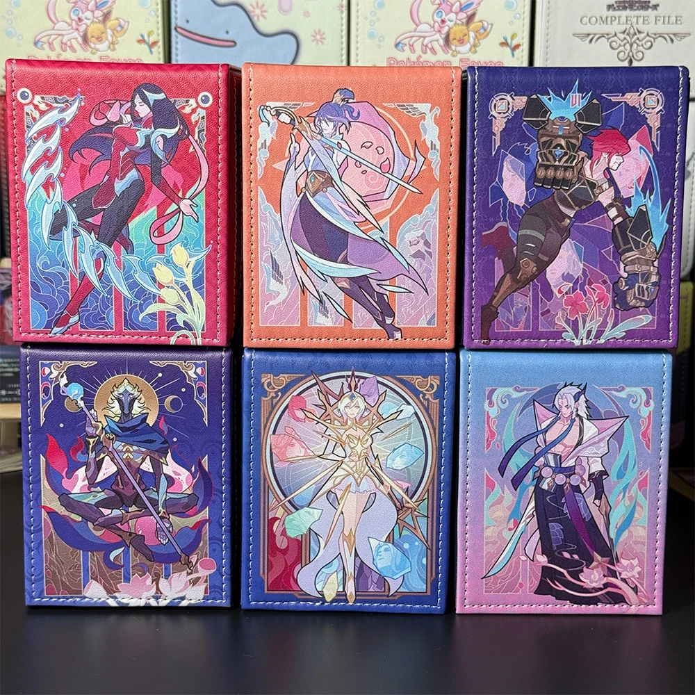 

DIY Self-Made Riftbound Flip Deck Case by Viktor Irelia Kai'sa, LeBlanc Yone TCG Leather Card Storage Box for PTCG and WS