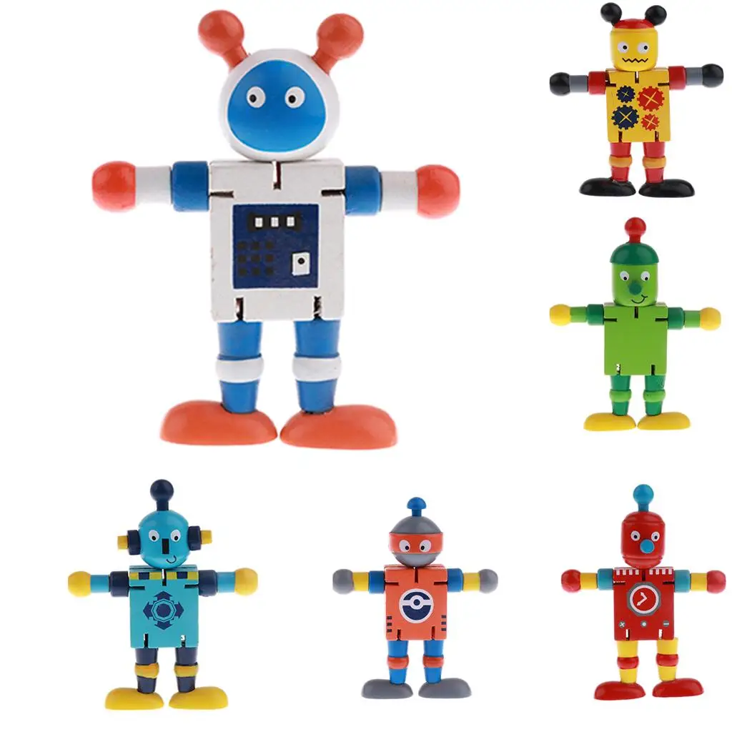 

Flexible Wood Puppet Robots Children Developmental Toy Age 3+