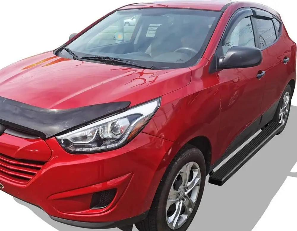 لوحات الجري (قضبان Nerf ذات الخطوات الجانبية) متوافقة مع Hyundai Tucson 2010-2014 (مطلي مسحوق أسود 4 بوصات)