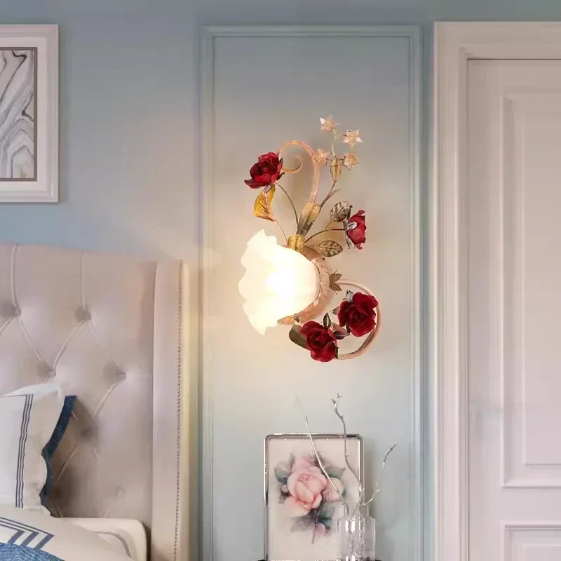 

Warm Romantic Flower Home Decor Pastoral Retro LED Ceiling Lamp Chandeliers Fixtures for Living Room Bedroom Lighting Luminaire