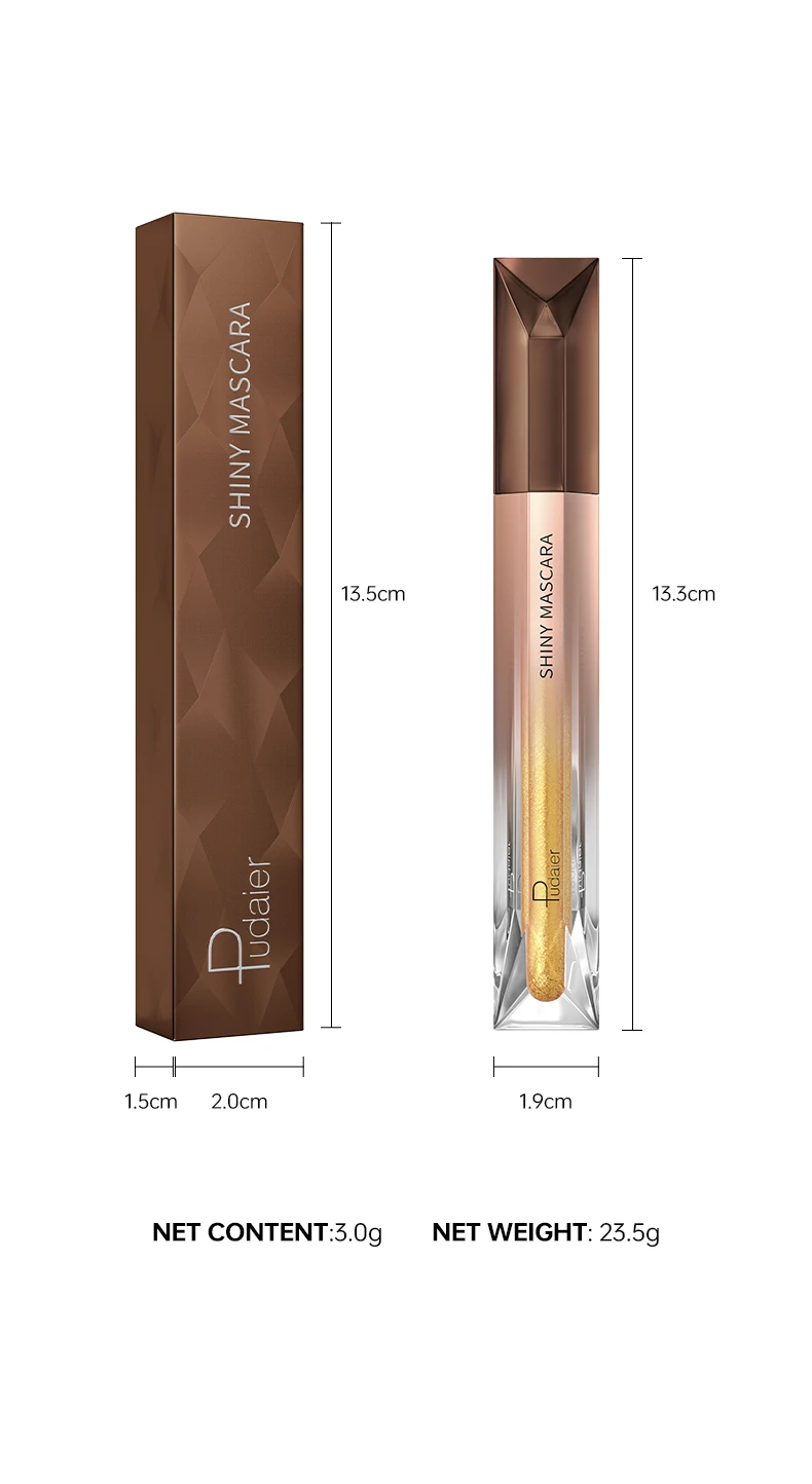 Glitter Sparkling Mascara, langdurig, volumegevende wimpers, effecten, waterdicht, veegvast, gemalen diamant mascara parelmoer