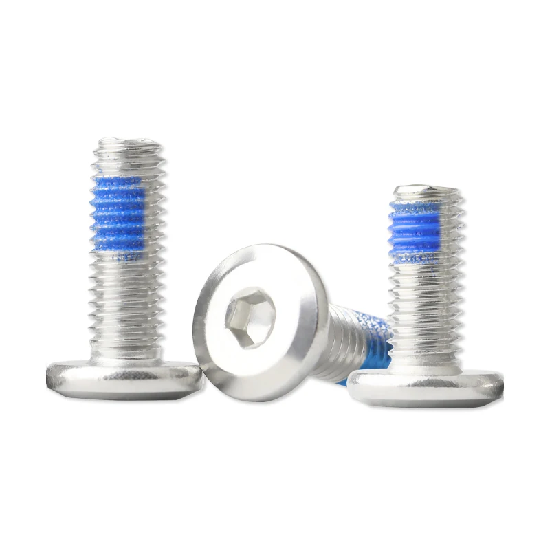 Baut Rivet Furnitur Kepala Datar Besar Hexagon Soket Allen Baja Tahan Karat 304 M6~M12 Setengah Berlapis Lem Biru