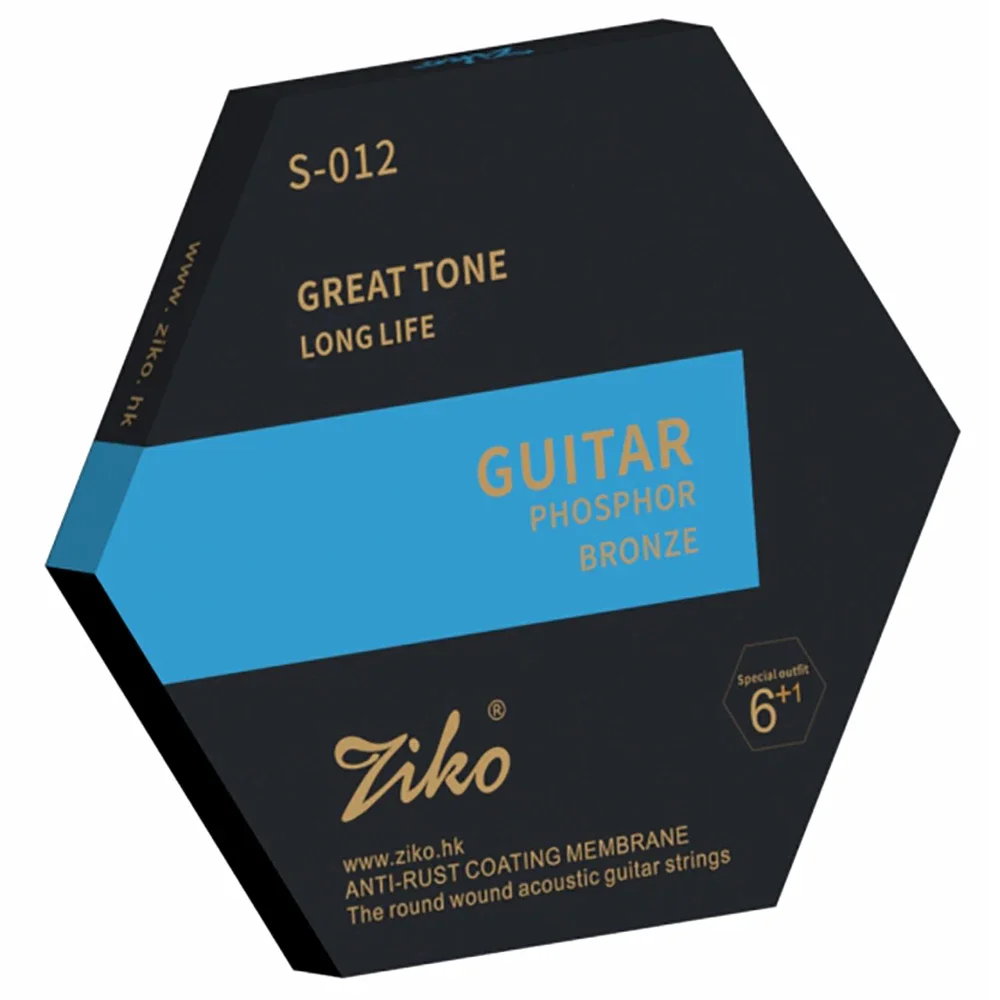 Ziko Acoustic Guitar Strings Hexangular Steel Core Phosphor Bronze Wire Wound for Folk Guitar Strings Acoustic Accessories S-012