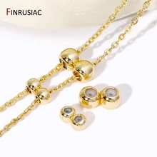 14K Gold Plated Brass Double Row Positioning Beads Silicone Adjustment Stopper Spacer Beads For DIY Jewelry Making Findings