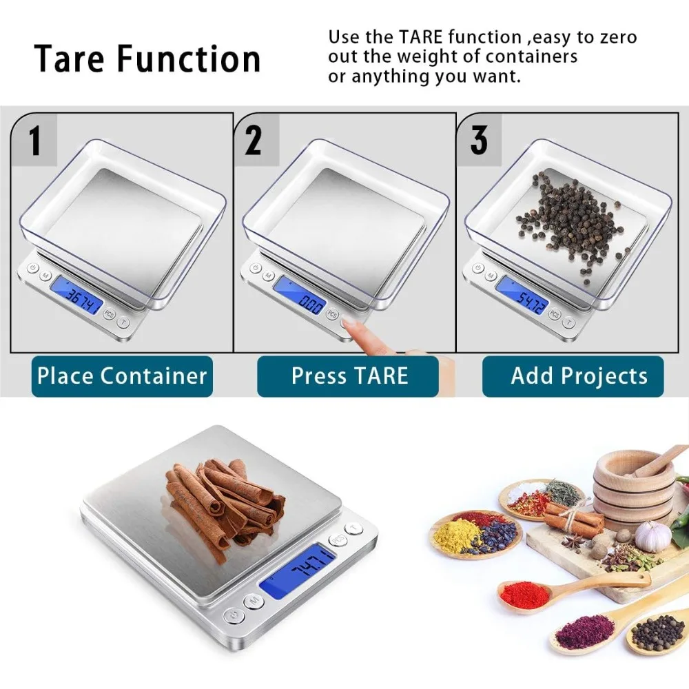 Digital Kitchen Scale 500g/ 0.01g Small Jewelry Scale Food Scales Digital Weight Gram and Oz Digital Gram Scale with LCD/ Tare