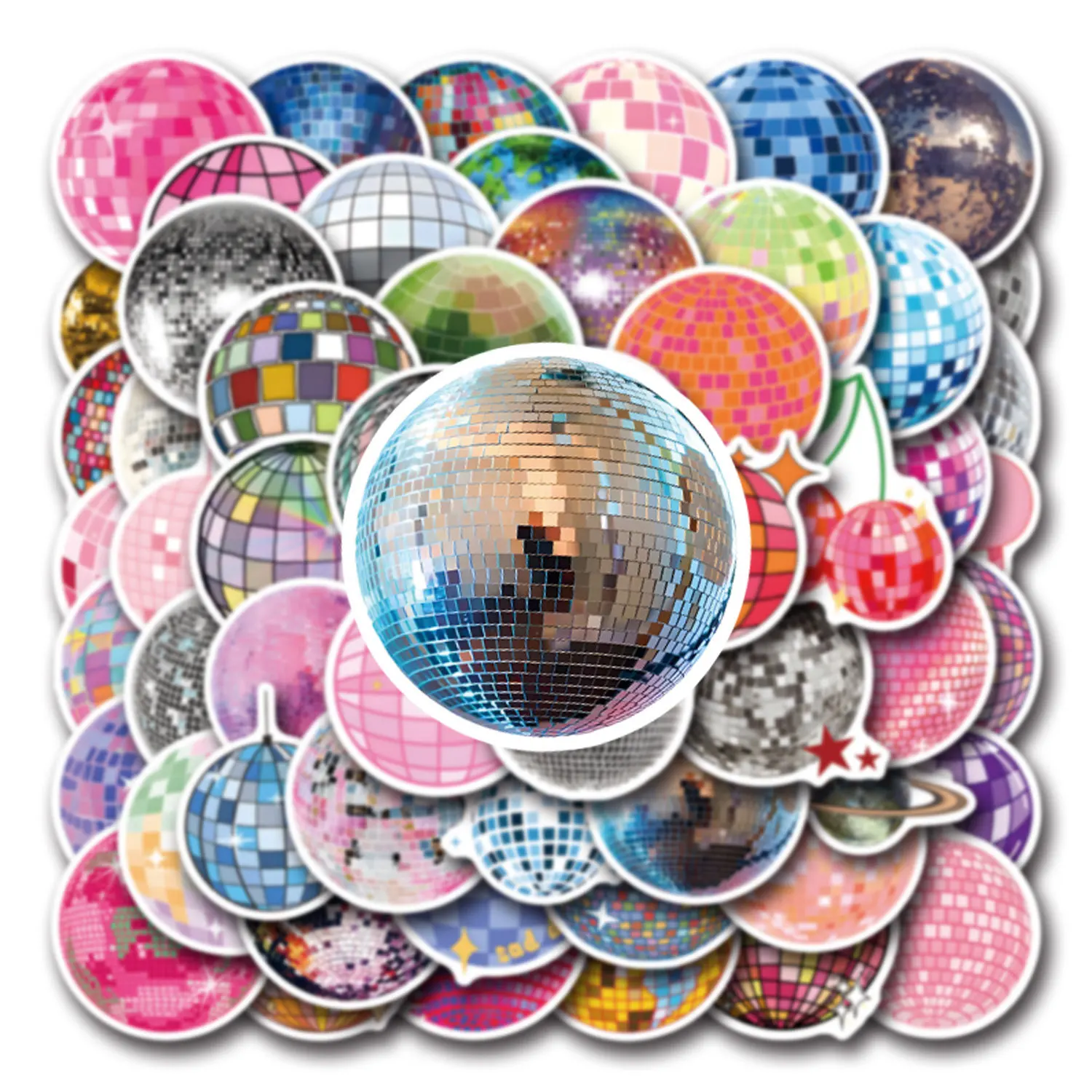 55 adesivi con palline da discoteca, adesivi con graffiti con palline magiche di cristallo, adesivi per computer per bagagli fai da te