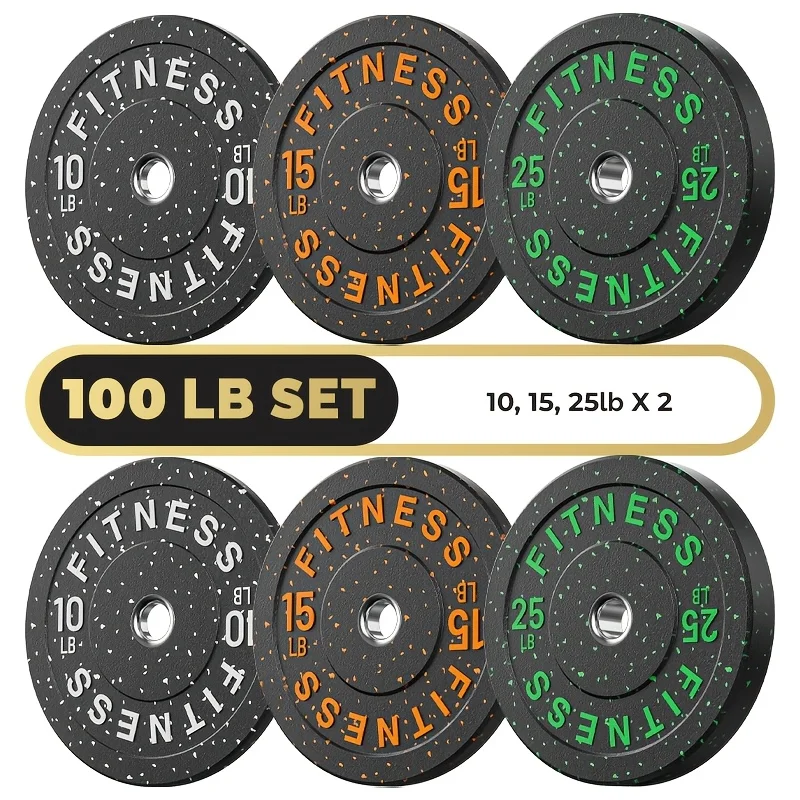 

AMGYM High Bounce Bumper Plates Weight Plates With Colored Fleck Rubber Weight Plate For Weightlifting And Strength Training 100LB