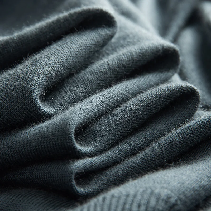 คุณภาพสูง A-Class 100% Precision Spun PURE CASHMERE เสื้อกันหนาวผู้ชายครึ่งคอ Casual หลวมถักบางเสื้อบุรุษ TOP