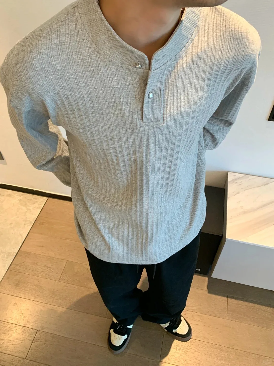 

Мужская футболка с воротником Генри Long Sve Irt в американском стиле, внутренняя одежда, модная осенняя одежда