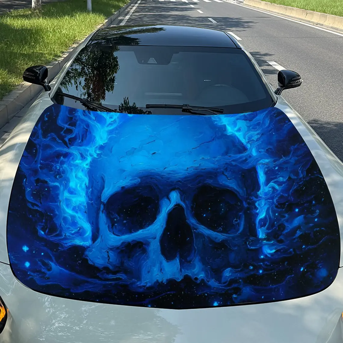 

Наклейка на капот автомобиля с рисунком синего пламени и черепа — устойчивая к царапинам, устойчивая к атмосферным воздействиям ПВХ, легко приклеивается, добавляющая смелую конструкцию вашего автомобиля