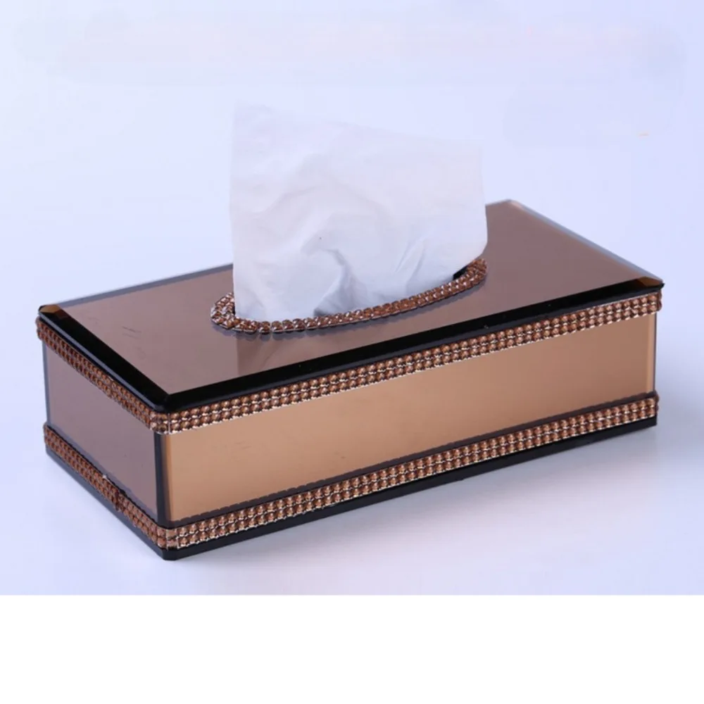 Crystal tissue box KTV paper drawing box, glass handicraft coffee table tissue storage box ornament